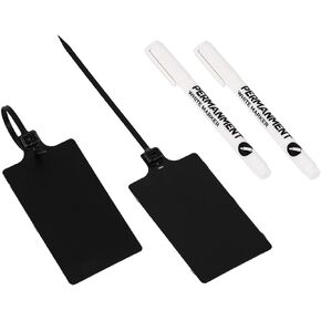 100 Pieces Plastic Tags Hanging Label Tags Waterproof Tags Writable Storage Tag Identification Tags Seal Tags Zip Tie Plastic Seals Shipping Tags Logistics Use with Two Permanent Marker Pens