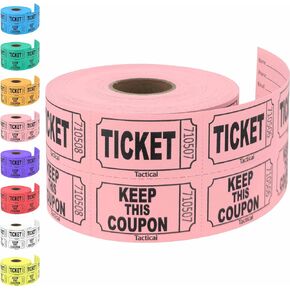 Tacticai 500 Raffle Tickets, Blue (8 Color Selection), Double Roll, Ticket for Events, Entry, Class Reward, Fundraiser & Prizes