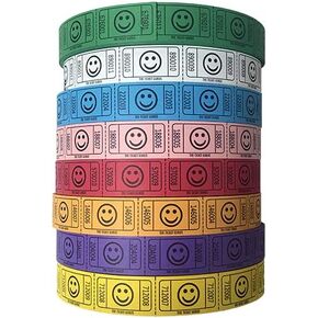The Ticket Gurus-(4) Single Smile Rolls- 2000 Tickets Per Roll (Assorted 4 Colors)