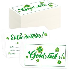 1200 Pcs Shamrock Enter to Win Raffle Tickets Cards 3.5 x 2 Inch Entry Form Ticket Cards for Contest, Auction, Raffles, Ballot Box with Space for Name, Email Address Phone Number Fields (1200)