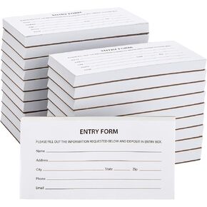 Juvale 2000 Raffle Ticket Sheets, Blank Entry Forms for Contests, School Events (White, 20 Pads)