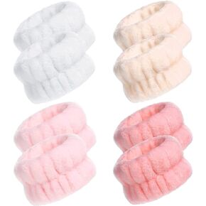 Women's Microfiber Spa Wristbands for Face Washing - 8PCS Absorbent Sweatbands to Prevent Water Spillage Down Arms