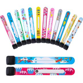 Chinco 14 Pieces Kids Safety ID Wristband Reusable Identification Bracelets Waterproof ID Band Children ID Wristband for Boys and Girls (Classic Style)