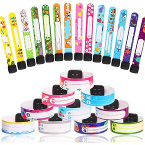 MARFOREVER 24 Pcs Children Safety ID Wristband Reusable Child Identification Infobands Bracelets Adjustable Waterproof Anti Lost ID Band for Boys and Girls