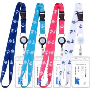 Retractable Cruise Lanyards, Waterproof Cruise Lanyard with ID Badge Reel Holder & Detachable Buckle for Cruises Ships Key Cards, Cruise Essentials & Must Have Accessories (4 Colors)