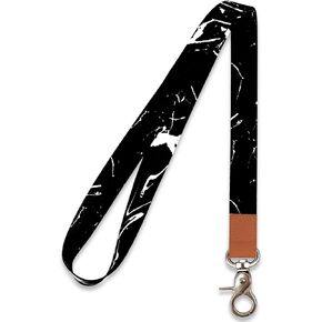 Lanyard, Long Neck Lanyard Key Lanyard, Id Badge Lanyard for Women and Men, Cute Cool Lanyard Strap for Car Keys, Card Holder, Whistle, Keychain, Wallet(Pure Black)