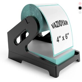 Thermal Label Holder for Rolls and Fan-Fold Labels, Sticker Roll Holder Work with Desktop Label Printer, Label Stand Shipping Supplies for Home Office(Black)