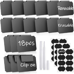 18Pcs Basket Labels for Storage Bins, Erasable Bin Basket Labels Clip On,Basket Tags for Fabric Cubes Wicker Laundry Organization