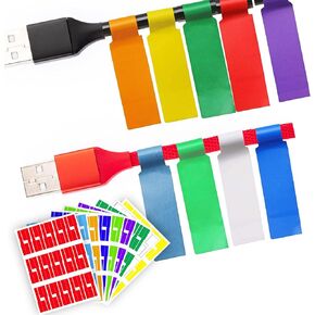 270 PCS Cable Labels, 9 Colors Waterproof Cable Tags Wire Labels for Cable Management, Cord Labels Can Write On, Self Adhesive Wire Labels Printable for Laser Printer and Handwriting