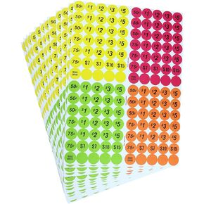 Garage Sale Price Stickers Pack of 4060 3/4" Round Bright Colors Label Stickers (with Price)
