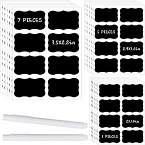 120pcs Chalkboard Labels for Storage Bins, Chalk Labels for Containers, Waterproof Mason Jar Labels, Reusable Chalk Labels for Mason Jar, Parties Decoration, Weddings, 2 Liquid Chalk Markers