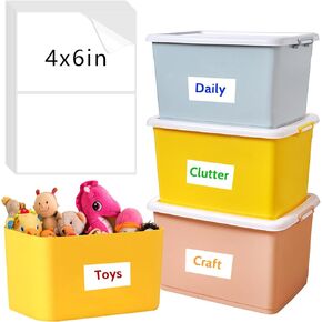 150 Pcs Labels for Storage Bins, 6 X 4 Inch Removable Labels for Storage Bins, Tear Resistant No Residue Storage Bin Labels, Matte White Blank Box Labels for School, Home, Business