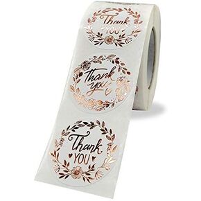 PMCDS2G Thank You Stickers Roll in Two Styles Rose Gold 1.5inch 500 Unitsfor Festival Card, Gift Wraps, Tags, Mailer Bags. #ONLY Sold by MCD_Globe is Genuine#