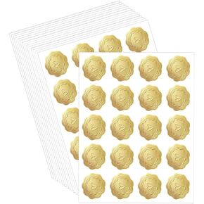300 PCS Gold Envelope Heart Seal Stickers, Gold Embossed Wax Seal Looking Heart Envelope Seals, Self-Adhesive Heart Envelope Seal Wax Looking Stickers Labels for Wedding Party (QX146)