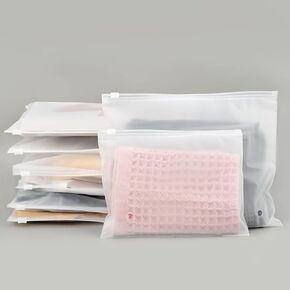 Svaldo Frosted Zipper Bags Resealable for Clothes, Thick 10x8 inch Plastic Mailers Travel for Clothing, 50Pcs Apparel Poly Bags with Slider Closure for Sweaters, Jeans Shipping, 3 Mil with Vent Holes