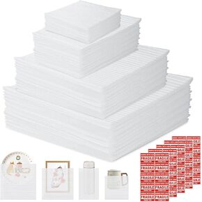 200 Pack Foam Pouches,4 Sizes Cushion Foam Pouch for Moving, Packing, Transportation and Storage, Moving Supplies Incidental Fragile Stickers(14x14 Inch, 12x12 Inch, 12x7.5 Inch, 7.5x7.5 Inch)