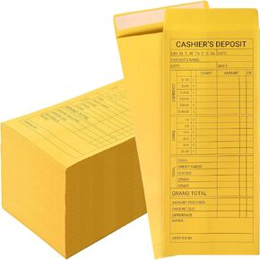 500 Pack Cashier Deposit Report Envelopes 4.5"x 10.375"- Cash Drop Envelopes - Cashier's Deposit Envelopes - Peel & Seal Money Envelopes for Cash Storage and Budgeting