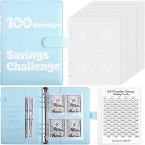 100 Envelope Money Budget Binder, A5 Cash Envelope Binder with Savings Challenges Book, Light Purple in Kuwait