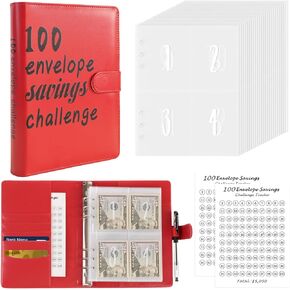100 Envelopes Money Saving Challenge, Savings Binder with Cash Envelopes - Easy and Fun Way to Save $5,050, 100 Envelope Challenge Binder, A5 Money Saving Binder for Budgeting Money Saving