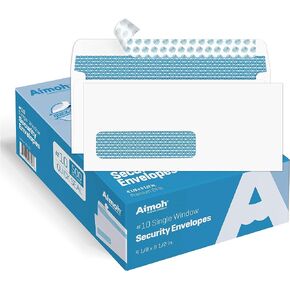 Aimoh 500#10 Single Left Window SELF Seal Security Envelopes - Super Strong Quick-Seal Self Sealing Closure, Security Tinted, Size 4-1/8 x 9-1/2 Inches, 24 LB - 500 Count (35210) in Kuwait