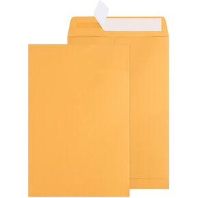 6x9 Catalog Envelopes 100 Pack Small Envelopes Brown Kraft Self Seal Security Mailing Envelopes for Documents, Cards, Photos, Office, Business