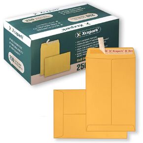 250 PCS 6x9 inches Security Catalog Envelopes Printable Self Seal Envelopes, Anti Tear brown Kraft Envelopes for Invitation Cards, Pictures, Photos, Documents