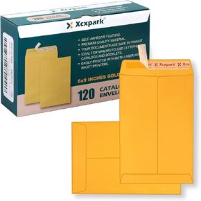 Xxcxpark 250 جهاز كمبيوتر شخصى 6x9 بوصة مغلفات كتالوج الأمان مغلفات ختم ذاتية قابلة للطباعة، مغلفات كرافت بنية مضادة للتمزق لبطاقات الدعوة والصور والصور والمستندات