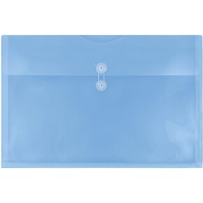 JAM PAPER Plastic Envelopes with Button & String Tie Closure - Large Booklet - 12 x 18 - Clear - 3/Pack