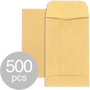 ACSTEP #1 Small Coin Envelopes 2-1/4 x 3-1/2, Kraft Mini Key Envelopes with Gummed Flap in Brown, Seed Packets Envelopes for Storing Seeds, Tip Envelopes for Cash 500pcs