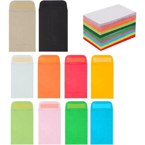 100 Pack #1 Coin Envelopes, [2.25 x 3.5] Kraft Seed Envelopes Mini Parts Small Items Stamps Storage Packets - Mini Envelopes 2x3, Colored Small Envelopes with Secure Full-Flap Seal