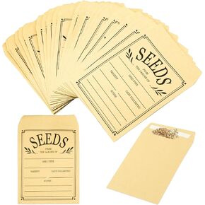 100Pcs Seed Envelopes, Seed Envelopes Resealable Brown Paper Seed Packets Envelopes Self Adhesive Sealing Seed Saving Envelopes Paper Seed Envelopes for Storage Vegetable Flower Seeds, 3.1x4.7 Inch
