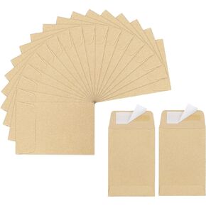 180 Pack Coin Envelopes 2.35"×3.5", Brown Kraft Small Envelopes, Full-Flap Seal Seed Packets Envelopes, Seed Envelopes, Mini Envelopes for Office, Home, School