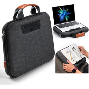 Hard Laptop Case 14 Inch, 2 in 1 Laptop Bag Lap Desk with Stopper and Book Clip, Shockproof Waterproof Laptop Sleeve with Handle Compatible with MacBook HP Dell Lenovo ASUS and More - Black
