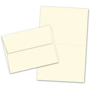 A7-5" X 7" مجموعات بطاقات فارغة ثقيلة الوزن كريمية/طبيعية قابلة للطي - 50 بطاقة ومظروف