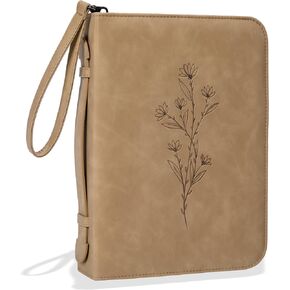 Bible Cases for Woman w/Detachable Wristlet Strap, PU Leather Bible Cover for Women, Minimalist Design, Water Resistant Bible Cover Case for Women, Floral Bible Cover Case, Debossed Bible Case