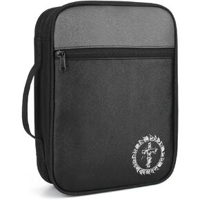 Bible Cover, Bible Carrying Book Case for Women,Protective Church Organizer Holder Bag with Handle Pockets,Christian Gift for Girls Boy and Men Grey