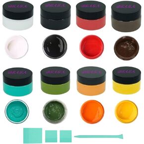 DGAGA 8PCS Chalk Paste with Mini Squeegees,Screen Printing Ink,Chalk Paste Paint for Stencil,Reusable Self Adhesive Silk Screen Stencils Paste Starter Kit,Chalkboard Paint for Craft DIY Home 50g/Jar