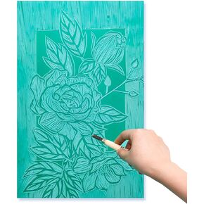 Linoleum Blocks for Printmaking, Soft Linocut Block Printmaking Supplies, Green Rubber Carving Blocks, Stamp Making, 11.6in × 8.3in, Thickness 1/9 in (1 pcs)