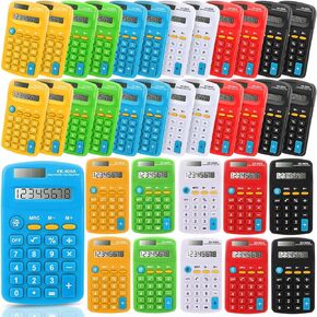 30 Pack Pocket Calculator,Mini Calculator Pocket Size,8 Digit Display Basic Calculator,Battery Powered Mini Calculators,4 Function Calculator for Students Kids Home Office,6 Colors
