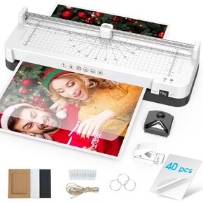 9-In-1 Thermal & Cold Laminator, 13-inch, White, FN337+GS382, Includes 40pcs 3mil Laminating Sheets