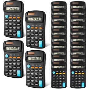 Flutesan 24 Pieces Basic Calculators for Students Small Pocket Size Mini Calculators Dual Powered Handheld Calculator 8 Digit Display Desktop School Supplies for Desktop Home Kids Office(Black)