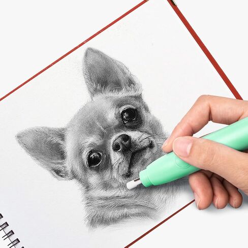 Deli Artist Electric Eraser, Dual Tips for Precision Erasing, Includes 20 Eraser Refills, Requires 2 AAA Batteries (Not Included), for Drawing, Sketching, Architecture - Green in Saudi Arabia