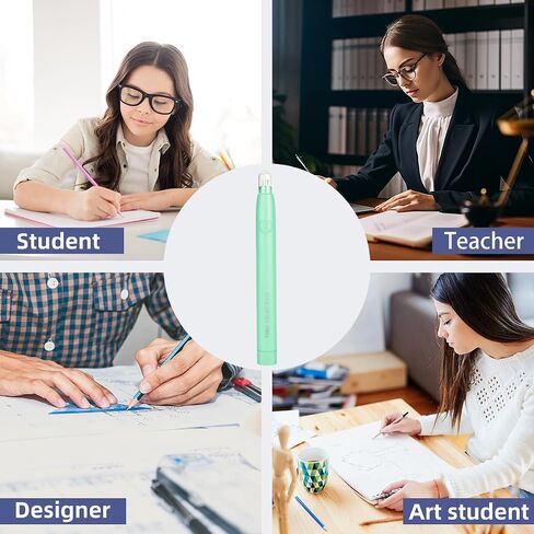 Deli Artist Electric Eraser, Dual Tips for Precision Erasing, Includes 20 Eraser Refills, Requires 2 AAA Batteries (Not Included), for Drawing, Sketching, Architecture - Green in Saudi Arabia