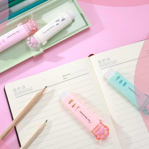 4pcs Cube Erasers, Cute Cat Paw Pen-Style Erasers Sliding Retractable Erasers Rubber Pencil Pen Erasers Push-Pull Erasers for Drawing Writing Students School Offices Supplies in Saudi Arabia