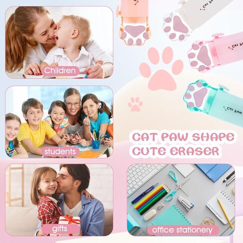 4pcs Cube Erasers, Cute Cat Paw Pen-Style Erasers Sliding Retractable Erasers Rubber Pencil Pen Erasers Push-Pull Erasers for Drawing Writing Students School Offices Supplies in Saudi Arabia