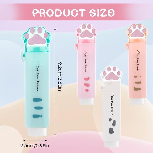 4pcs Cube Erasers, Cute Cat Paw Pen-Style Erasers Sliding Retractable Erasers Rubber Pencil Pen Erasers Push-Pull Erasers for Drawing Writing Students School Offices Supplies in Saudi Arabia