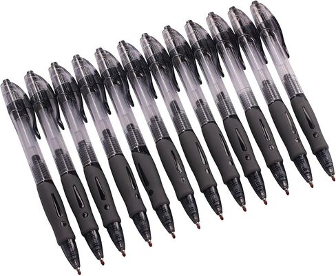 PASOL 12 Pack Gel Pens, Retractable Gel Ink Rollerball Pens, 0.5mm Fine Tips with Smooth Writing (Black) in Kuwait