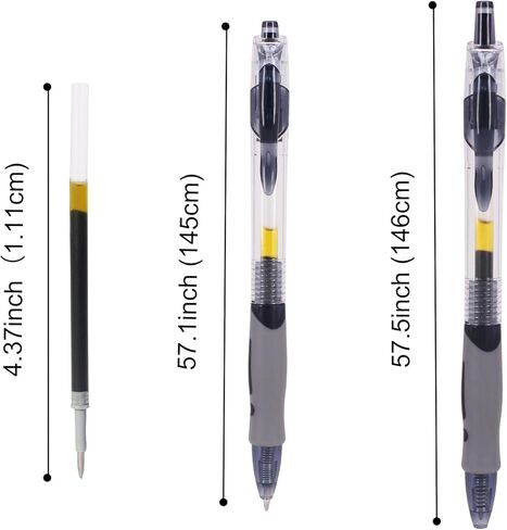 PASOL 12 Pack Gel Pens, Retractable Gel Ink Rollerball Pens, 0.5mm Fine Tips with Smooth Writing (Black) in Kuwait