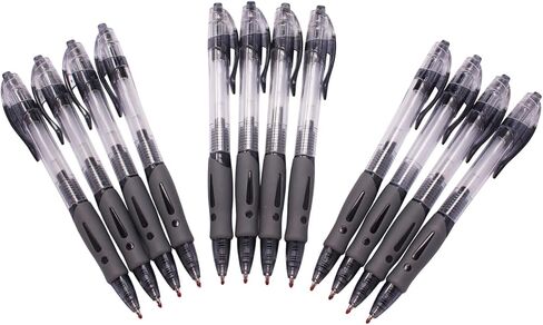 PASOL 12 Pack Gel Pens, Retractable Gel Ink Rollerball Pens, 0.5mm Fine Tips with Smooth Writing (Black) in Kuwait