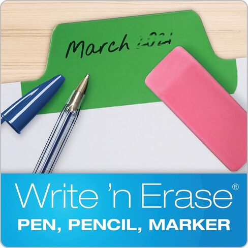 Oxford Write ’n Erase Binder Dividers, 8 Tab, Write On Tabs, Erase Ballpoint Pen, Non Permanent Marker or Pencil, White, Color Tabs, 6 Sets (89991) in Kuwait